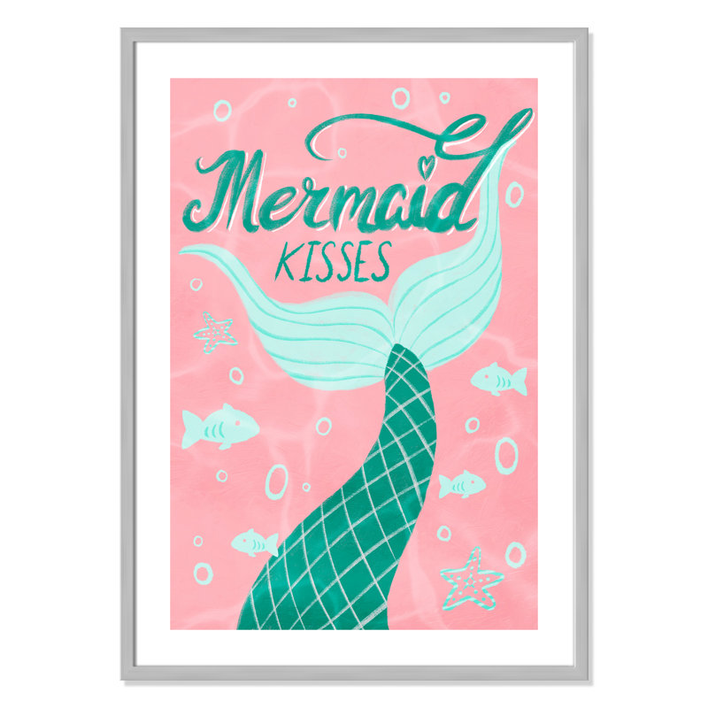 Mermaid Kisses 1, impression sur papier, H 34,5 po x l 24,5 po x P 1,18 po, Encadré de boîte argent