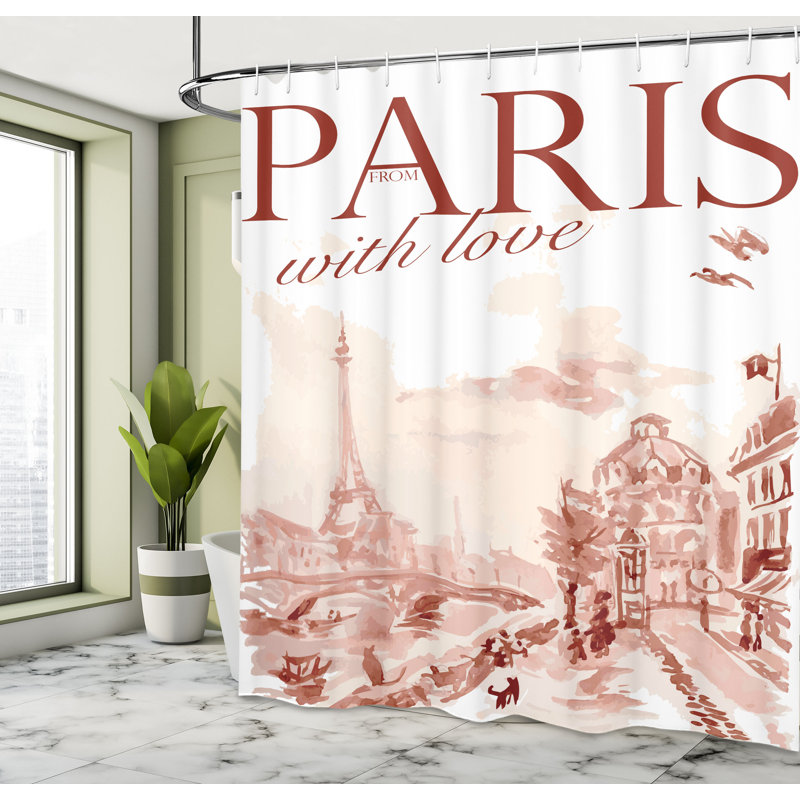 Ensemble de rideau de douche et crochets paris, H 84 po x l 69 po