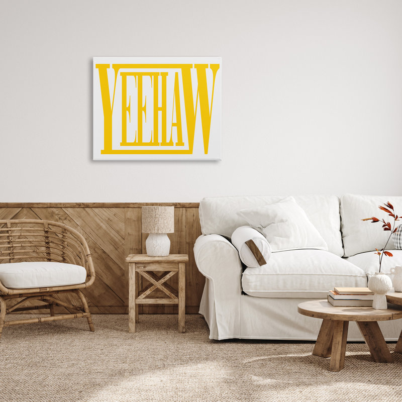 "Yeehaw Yellow Typographie" par Grace Popp sur toile, H 30 po x l 40 po