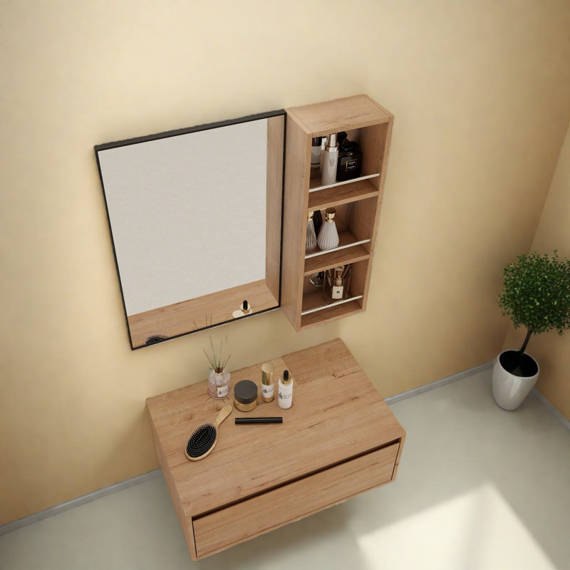 Armoires à pharmacie peu encombrantes avec rangement, tablette de salle de bain moderne en bois