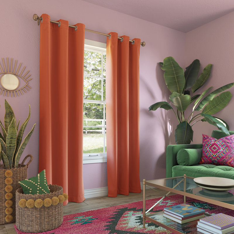 Burrier Wayfair Basics Blackout Grommet Curtain Panel, Tangerine, 40" W x 63" L