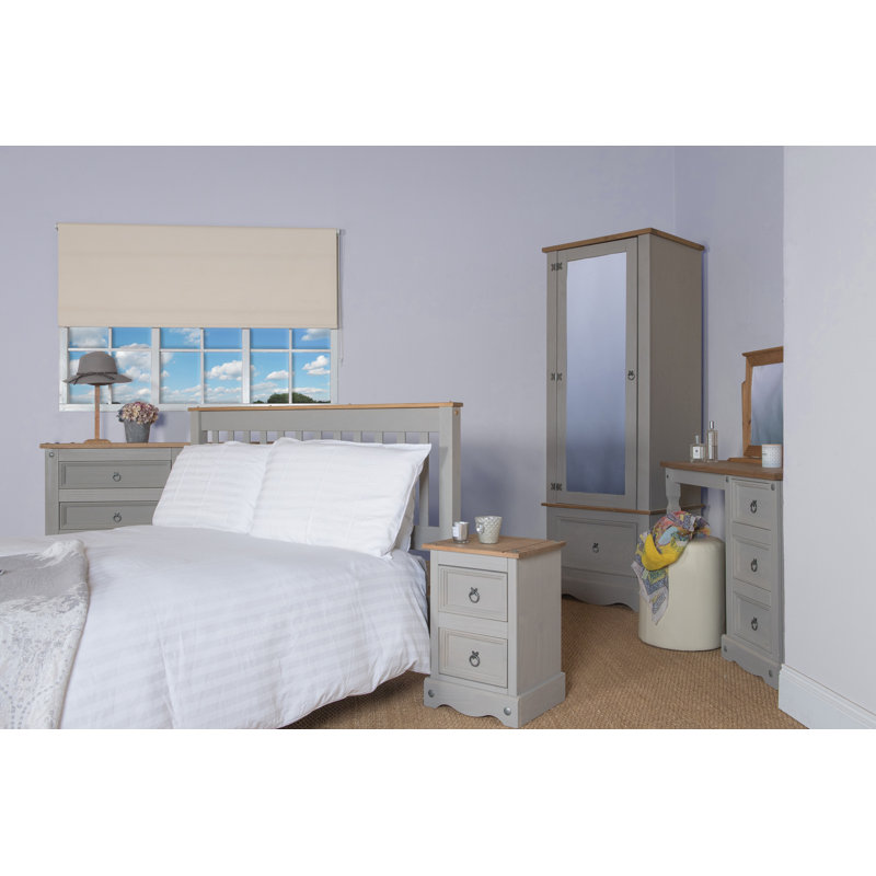 Wes 2 Drawer Compact Bedside Table, Corona Design, Grey