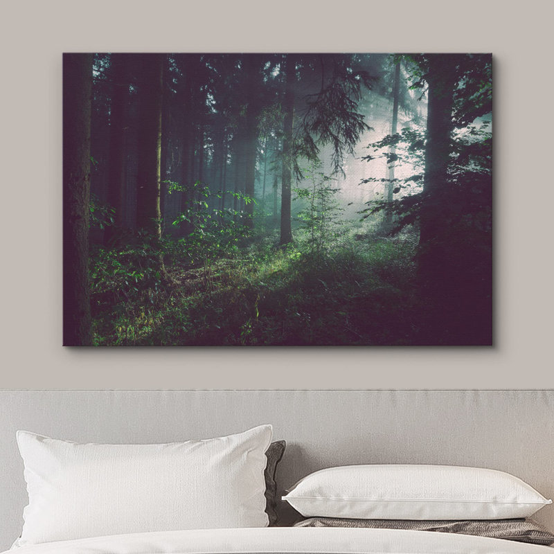 Nature, paysage, soleil, passage, vert, forêt, sur, toile, photographie, Toile tendue, H 32 po x l 48 po x P 1,5 po