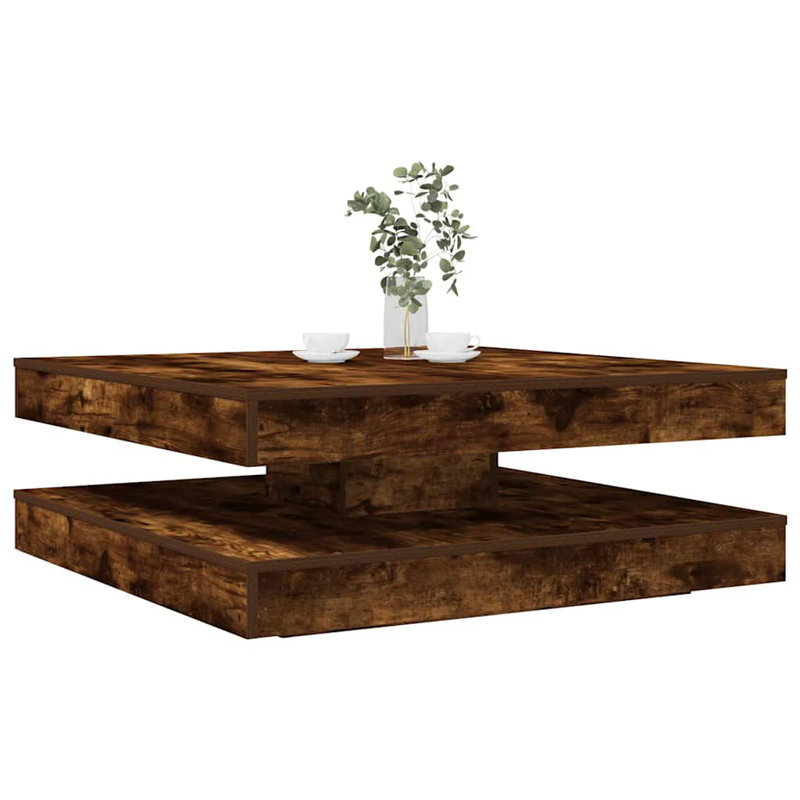 Coffee Table 360-Degree Rotatable 90X90x34.5 Cm, Smoked Oak