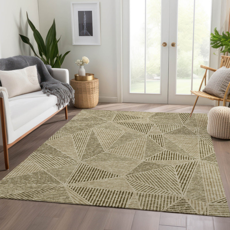 Itzayana Washable Geometric Indoor / Outdoor Rug, Rectangle 8' x 10'