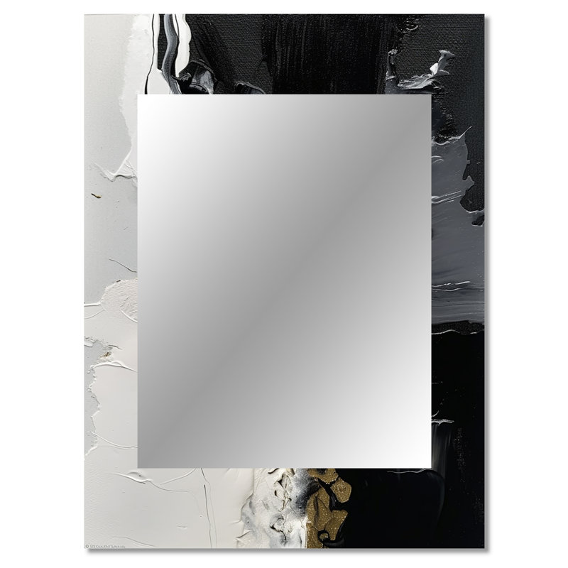 «Black Textured Splash Paint Art I», peinture abstraite, miroir mural moderne unique, impression sur métal, 40 po x 30 po