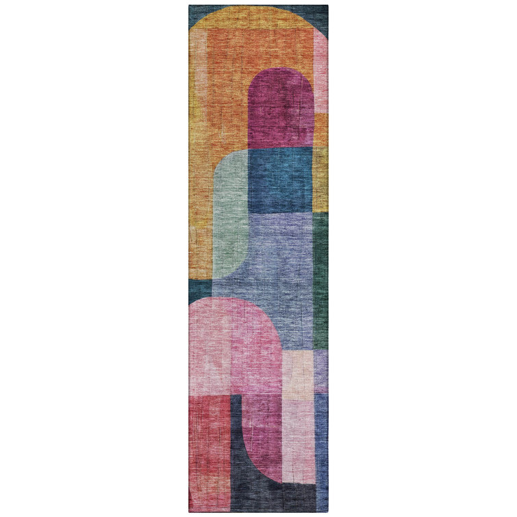 Machine Washable Indoor/Outdoor Chantille ACN1122 Green Rug