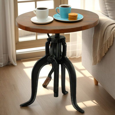Table de bout à piédestal en bois massif de 28 po de hauteur Neche