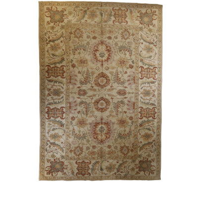 Global Rug One-of-a-Kind Hand-Knotted Mahal Beige 13'6" x 19'5" Wool Area Rug