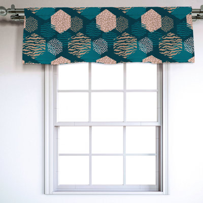 Sateen Geometric Ruffled Window Valance
