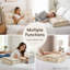 Coussin de tête de lit, 150 x 65 x 10 cm, soutien de la nuque et des épaules, coussin de lecture en forme de coin, beige-134239608