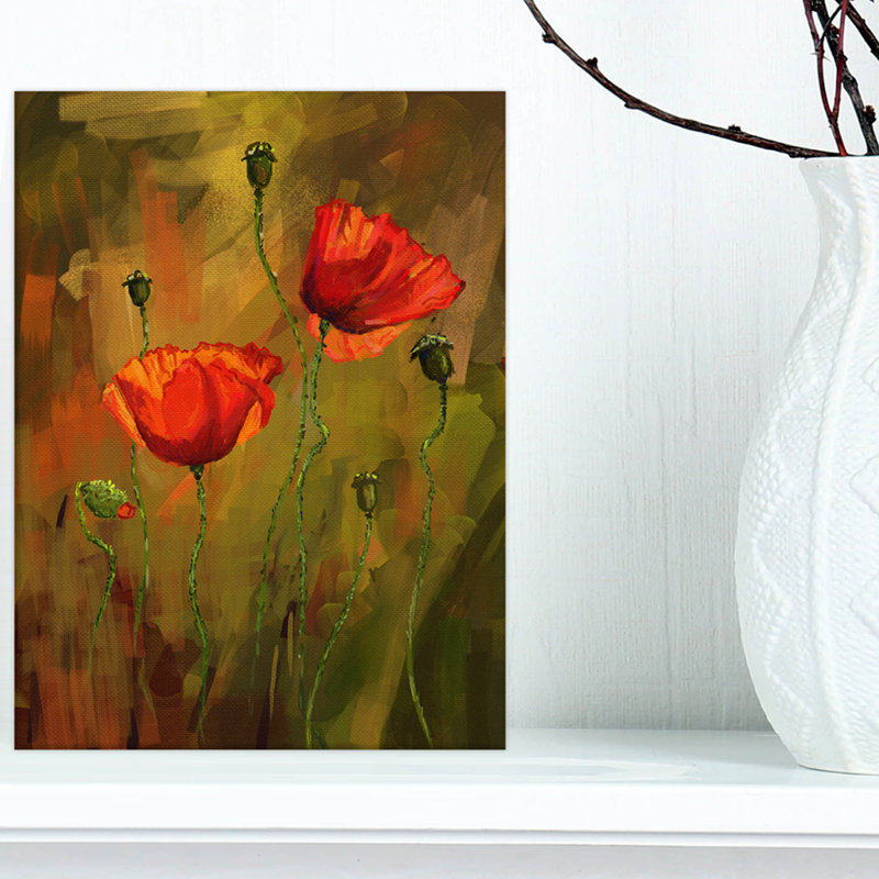 «Poppy Flowers», peinture, H 20 po x l 12 po x P 1po, Toile tendue