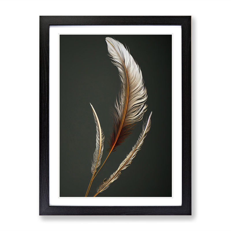 Angel Feathers - Wrapped Canvas Print, 64cm H x 46cm W, Black Framed