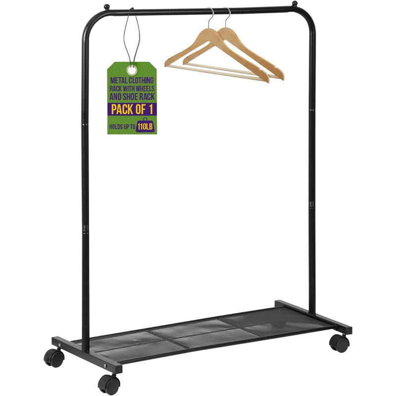 Rebrilliant Osoria 35.83'' Alloy Steel Rolling Clothing Rack | Wayfair