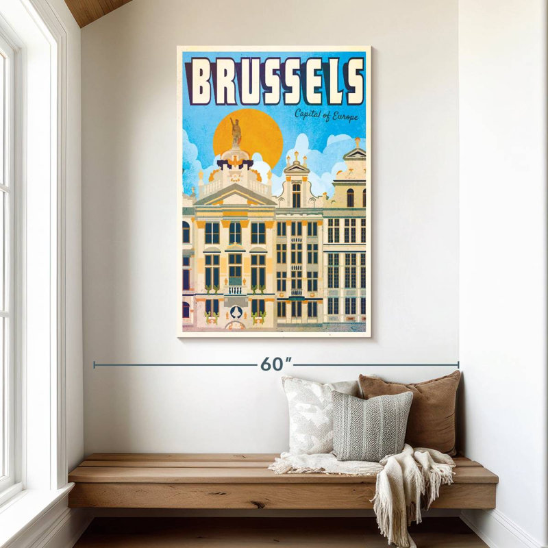 Affiche bruxelloise rétro, H 48 po x l 32 po