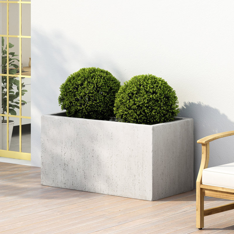 Ensemble de boîte à fleurs en béton Shiner, 2, H 18 po x l 35,25 po x P 18 po, Noir