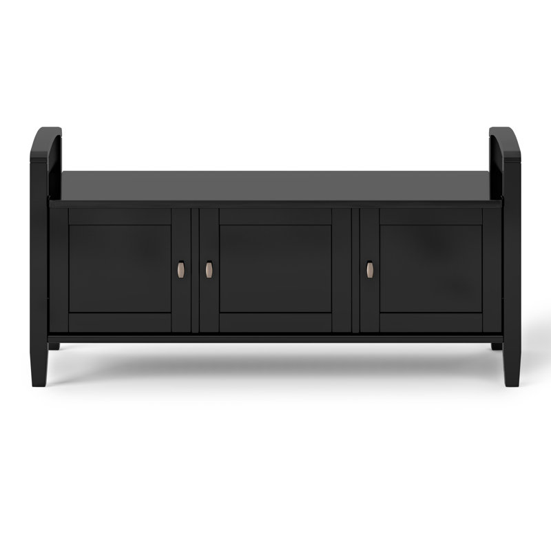 Black Pine 44" Entryway Storage Bench with Shelves