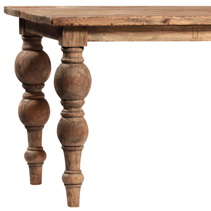 Campbell Rectangular Reclaimed Mindi Wood Carved 4-Leg Dining Table, 30" H x 39" W x 86" D