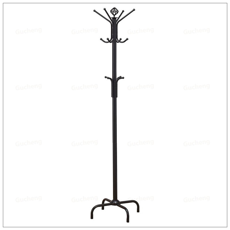 Sleek Metal Coat Rack With Three Tiers Of Hooks, Perfect For Entryways And Mudrooms, Combining Style And Functionality.
