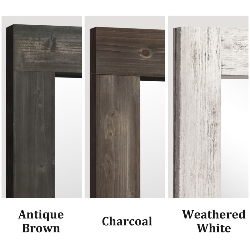 Mateus Distressed Solid Wood Wall Mirror Farmhouse/Rustic/Retro Mirror, 71" x 31", Antique Brown