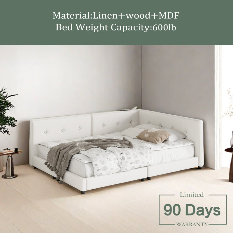 Chandlor Upholstered Linen Daybed, Queen