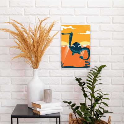 Retro Sea Monster Retro Vintage Wall Art Print by Nicholas - Wrapped Canvas Print