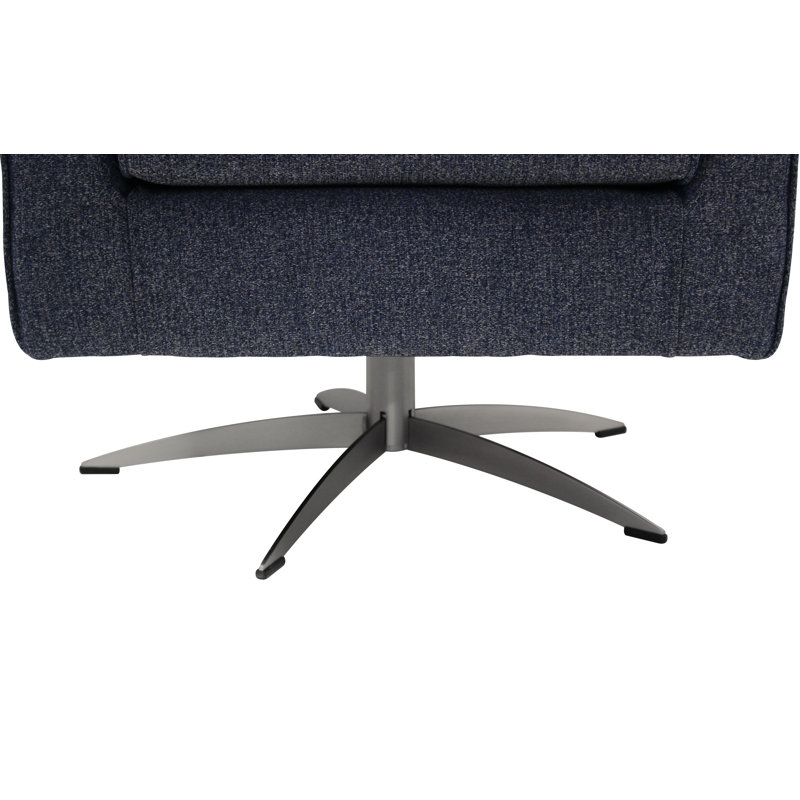 Fauteuil pivotant de 26,25 po Basilina, Mélange de polyester bleu marine Terrace