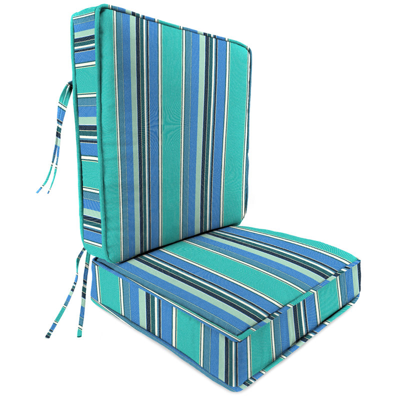Sunbrella 22" x 45" Outdoor Deep Seat Cushion Set with Ties, Astoria Lagoon