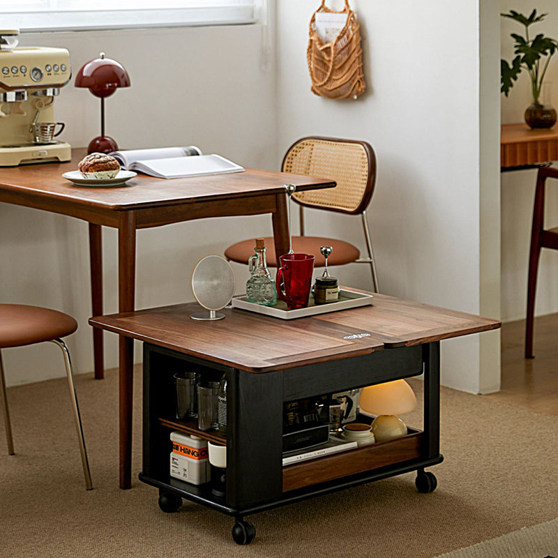 Solid Wood Rotating Mobile Side Table