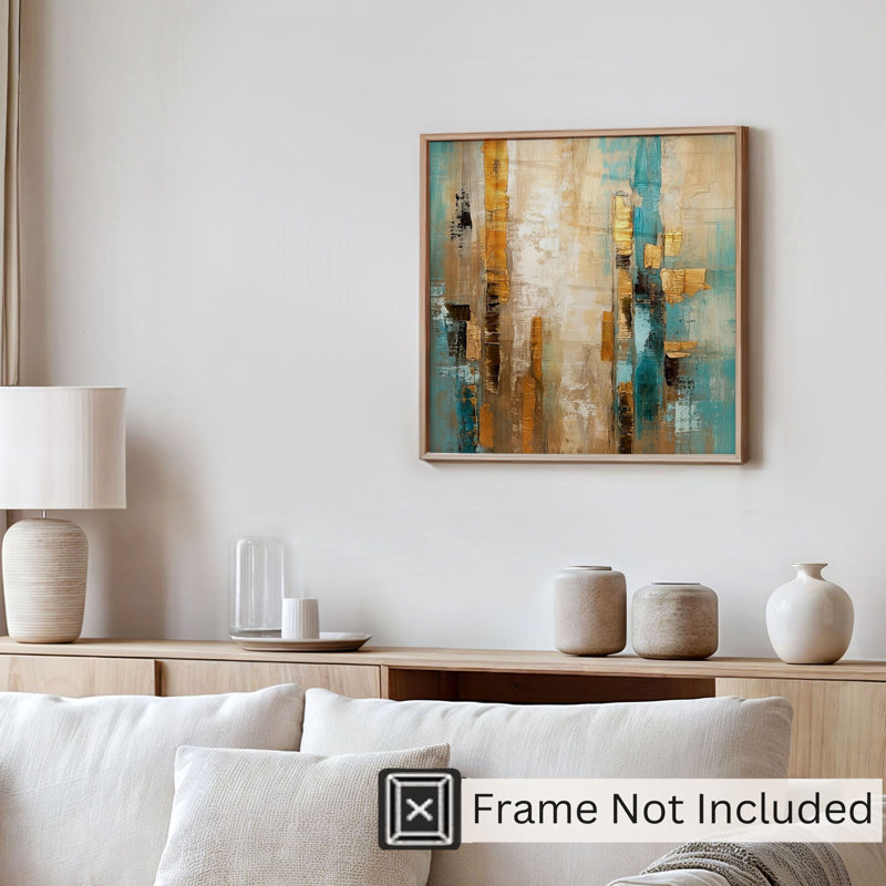 «Abstract Gold Dreams I», reproduction d'art non encadrée, H 18 po x l 18 po