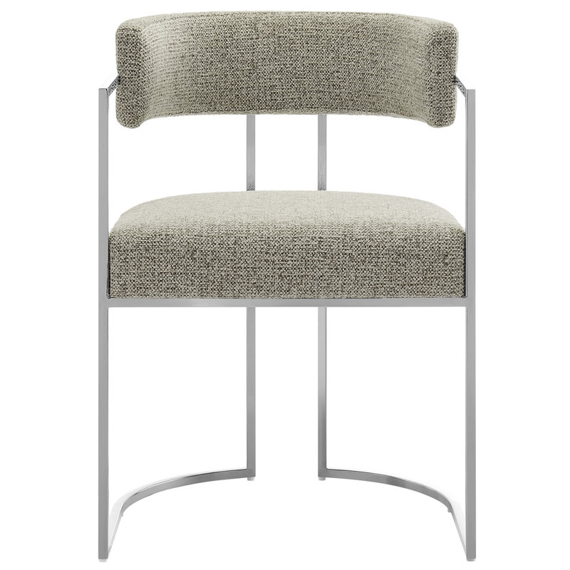 Huron Curved Back Fabric And Metal Dining Accent Chair, Wheat