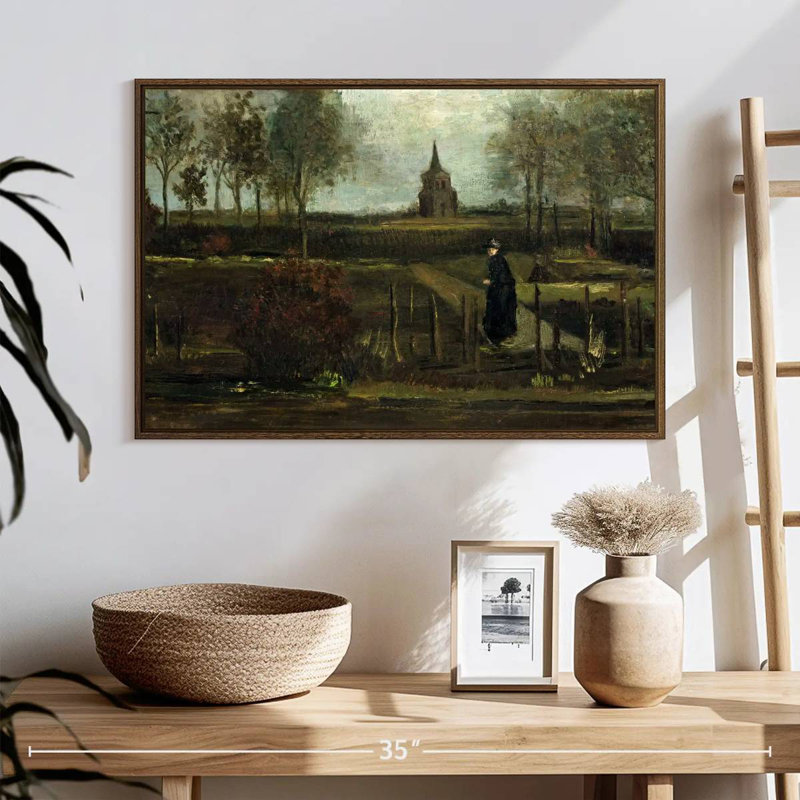 Le jardin Parsonage à Nuenen, 25 po x 17 po, Cadre flottant noyer
