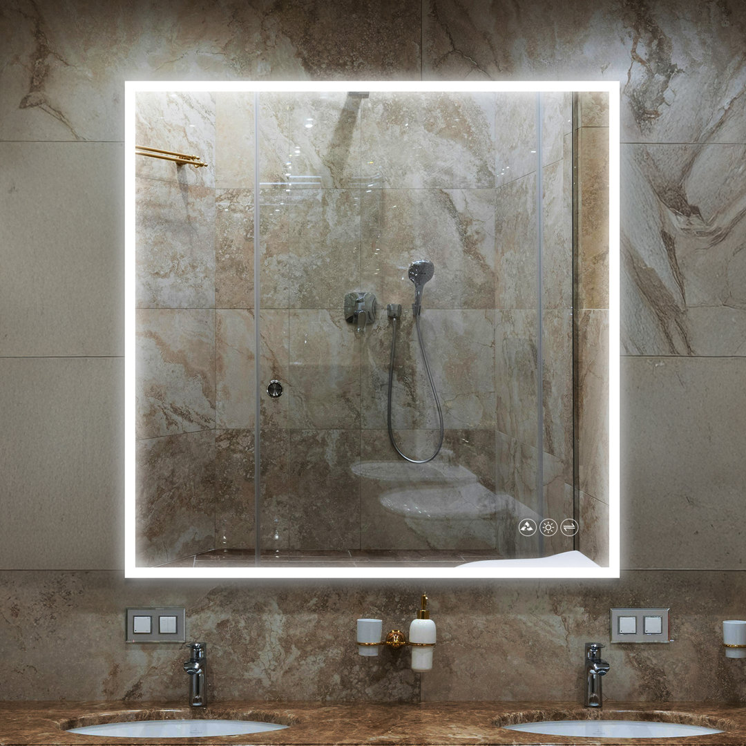 Ibanez LED Lighted Bathroom Vanity Mirror – Wall-Mounted Mirror with Dimmable Lighting, Built-In Defogger & Adjustable Color Temperature for Modern Bathrooms Ivy Bronx