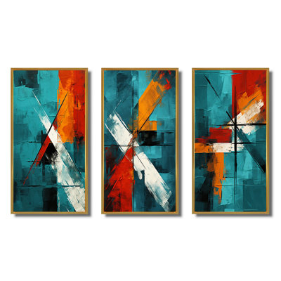 " Impossible Logic Of Love Abstract In Teal " 3 - Pieces