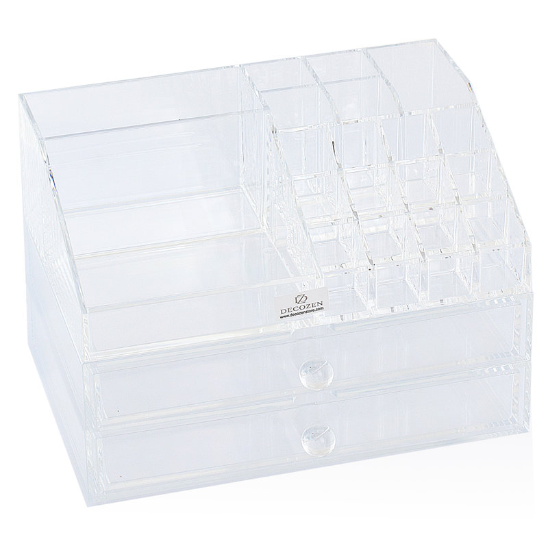 Organisateur de maquillage transparent en acrylique avec tiroirs pour cosmétiques, bijoux, rangement de coiffeuse - Cadeau de Noël et de la fête des Mères