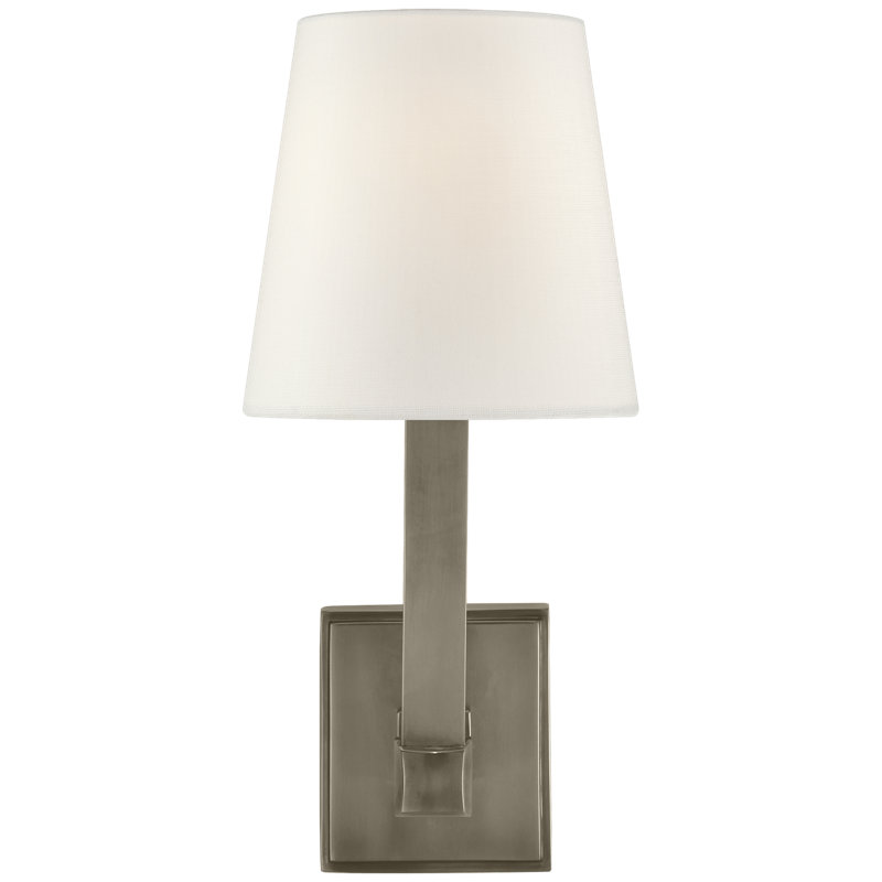 Chapman & Myers Square Tube Single Sconce, Polished Nickel, Fabric