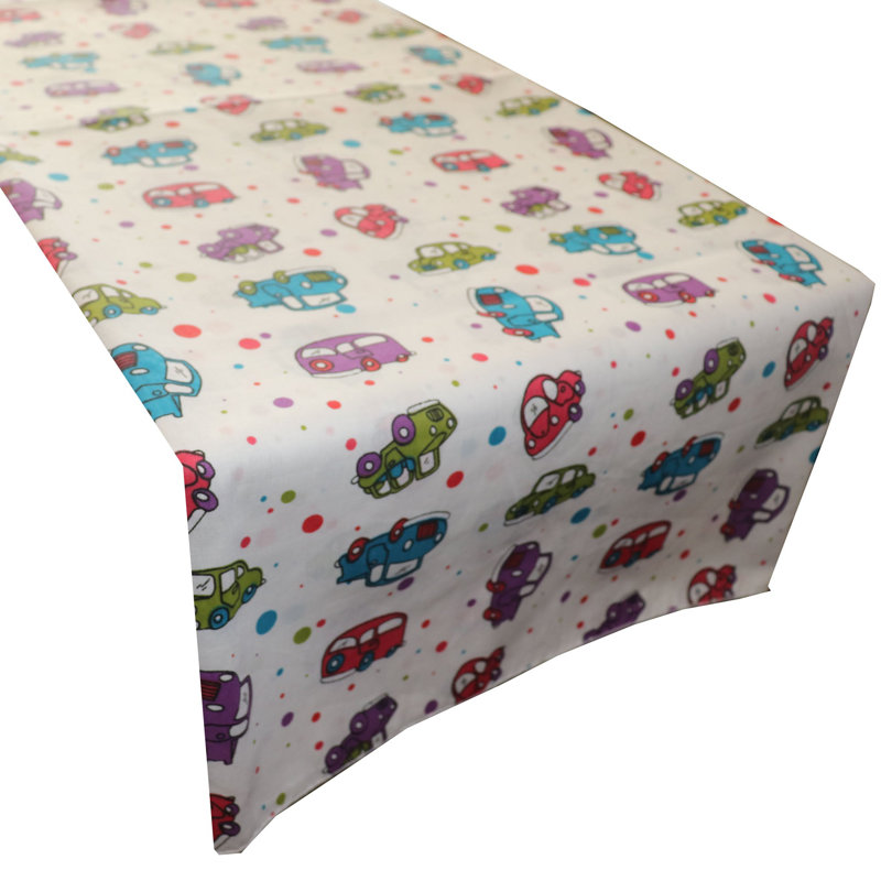 Chemin de table voitures et camions, Blanc, 24 po x 72 po