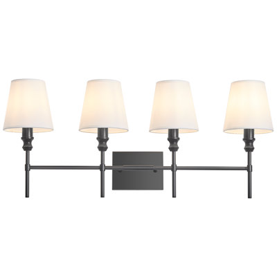 Bathroom Vanity Lighting Fixture Bedroom Wall Sconce With White Fabric Shades