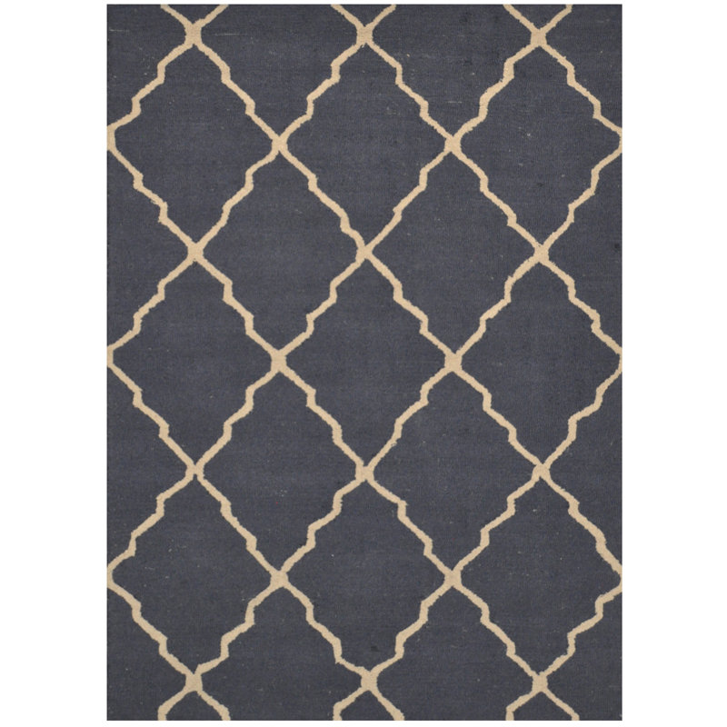 Tapis bleu marine en laine touffeté à la main Walmoor