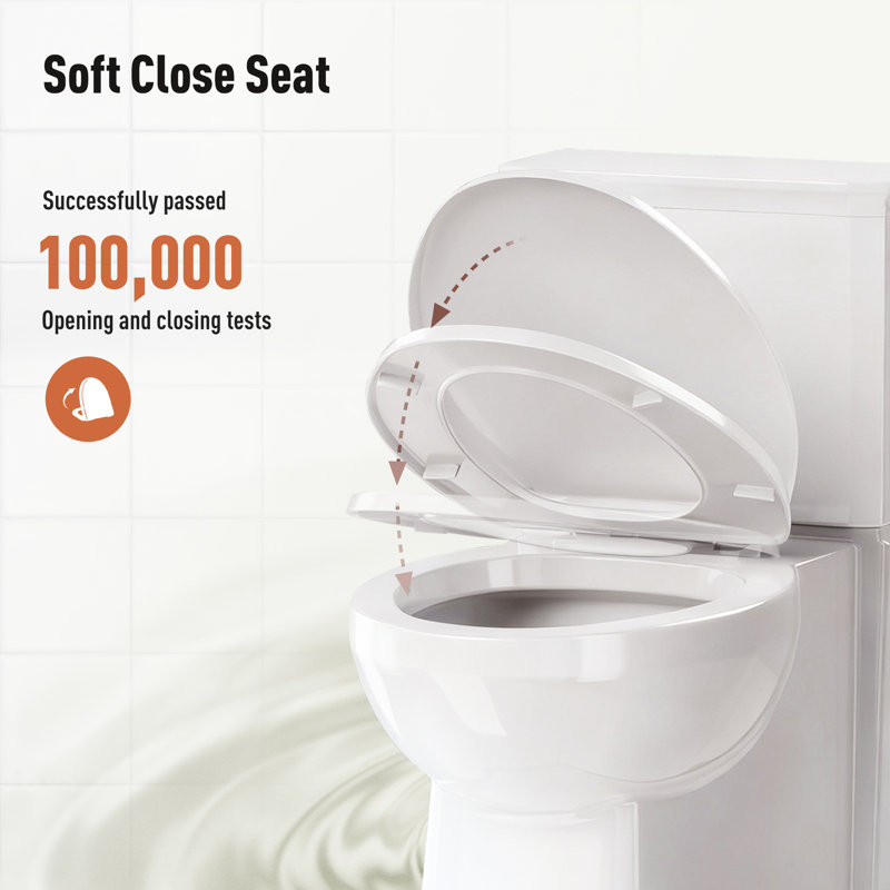 Toilette allongée en deux pièces, hauteur confortable 17 po avec chasse siphonique puissante, glacis autonettoyant Nano, couvercle mince à fermeture en douceur, installation facile, certification CUPC et Map1000g, installation brute de 12 po  