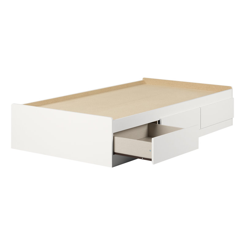 Fanney Kids Twin Platform with Drawers, White
