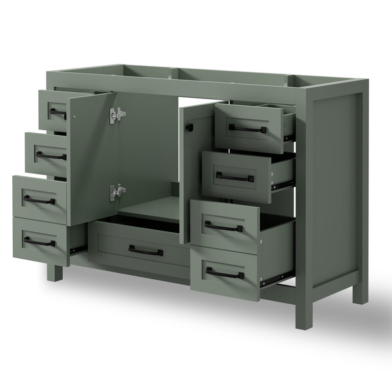 Base de meuble-lavabo simple 48 po moderne seulement, lavabo non inclus, Noir, Vert