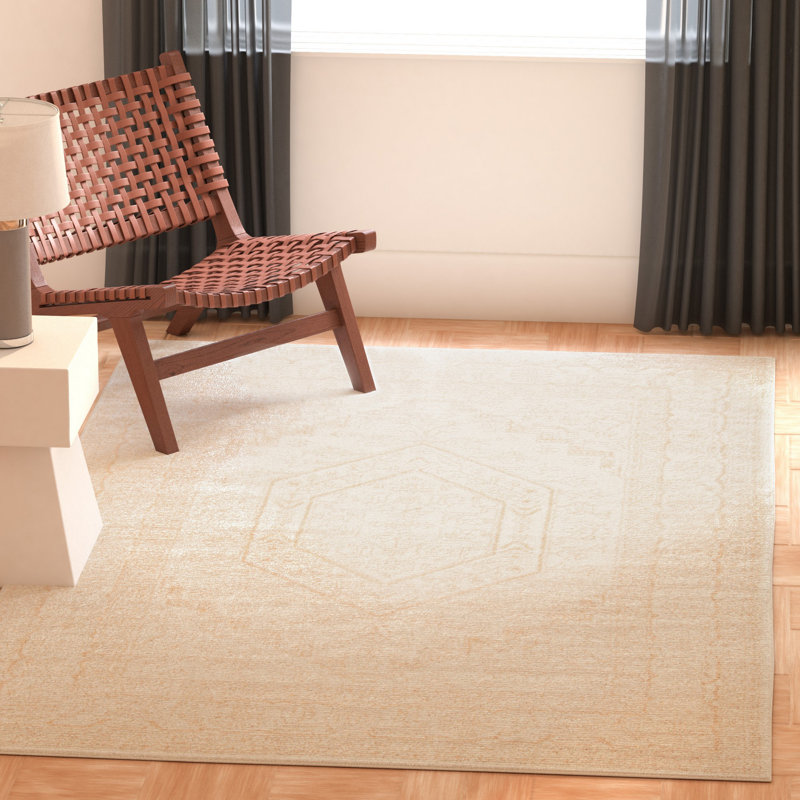 Tapis oriental ivoire / beige Wadlington, Rectangle 4 pi x 6 pi