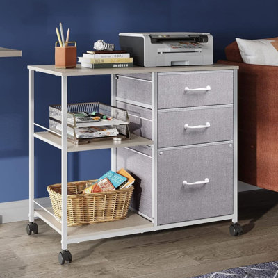 Kaylianna 29.6'' Lateral File Cabinet, Mobile Filing Cabinet With Shelves and Storage Drawers, Home Office Filing Cabinets for A4/Letter/Legal, Printer Cabinet