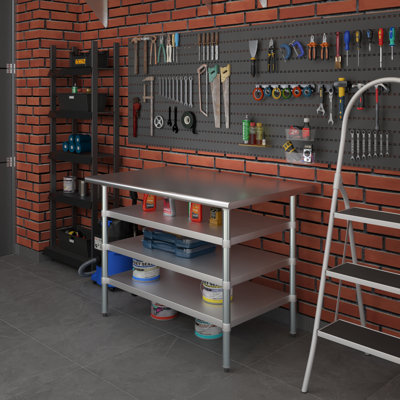 Stainless Steel Table With Three Undershelves
