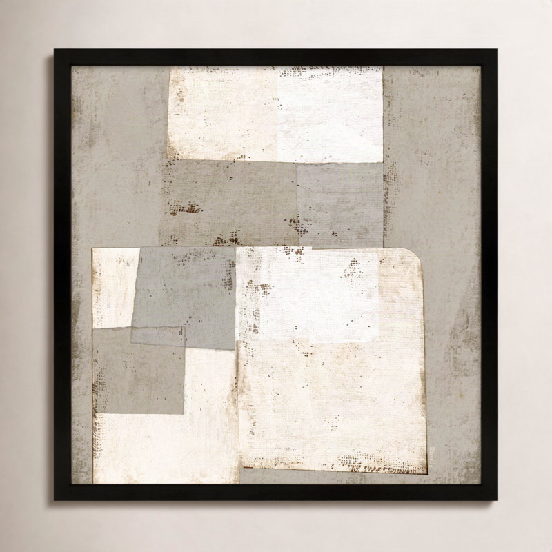 «Patchwork Neutrals» par Marco Marella pour Studio M - Art mural encadré, 16" H x 16" W, Canvas, White