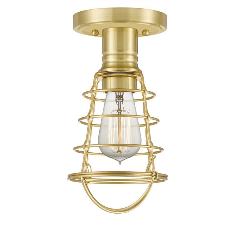 Plafonnier semi-encastré 1 lumière 5,5 po, Laiton satiné