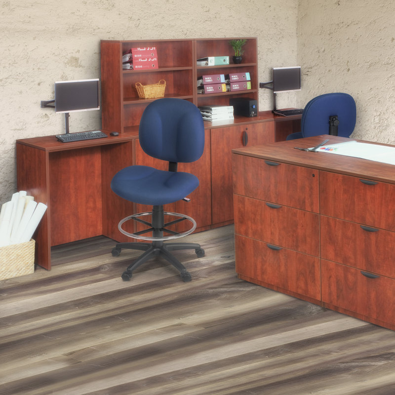 Regency Comfort Series Swivel Fabric Computer Task Chair with Drafting Kit -Navy Blue, Blue
