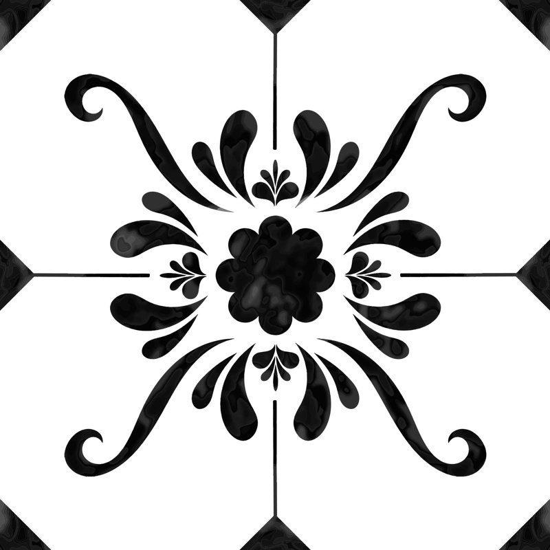 Black and White Vinyl Arabesque Peel and Stick Mosaic Tiles, 12x12