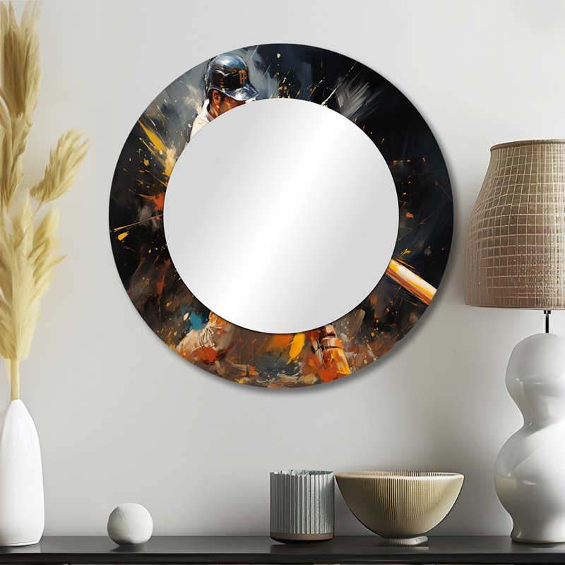 Shanely - Sports Round Mirror Wall Decor, 23" x 23"
